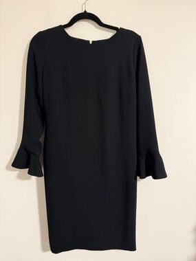 THE FOLD carnaby Black Long Sleeve Ruffle Cuff Shift Dress - Women size 10